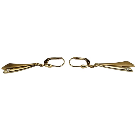 14K Yellow Gold and Diamond Dangle Earrings #16670 - Picture 2 of 8